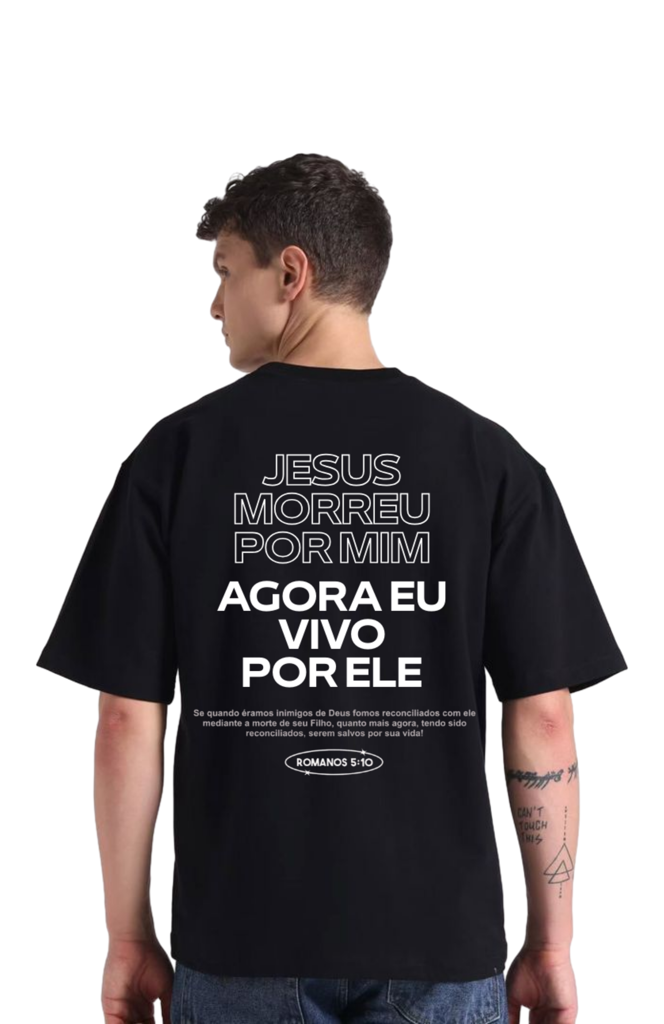 Camiseta Premium - Jesus morreu por mim, agora vivo por ele
