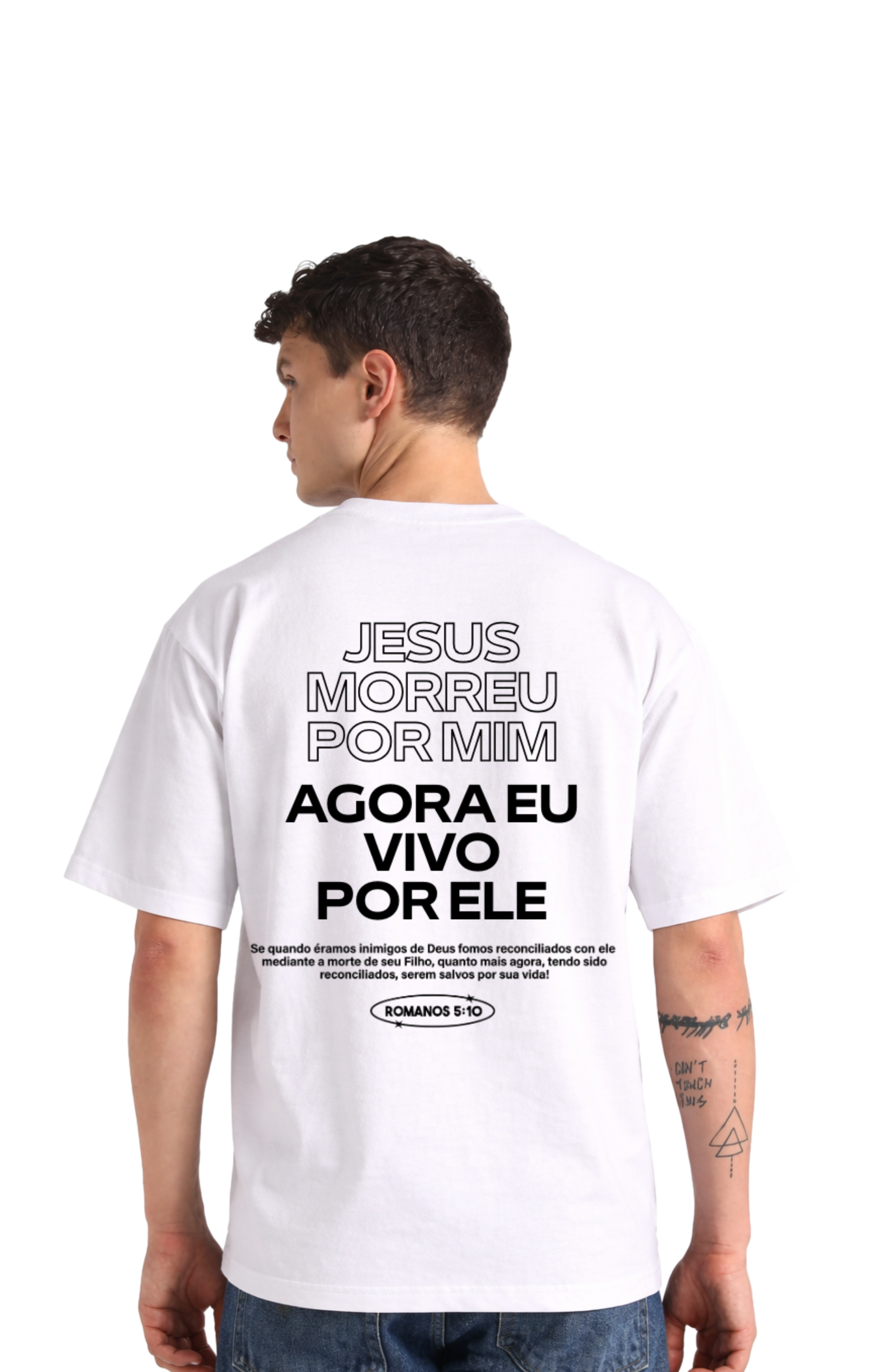 Camiseta Premium - Jesus morreu por mim, agora vivo por ele